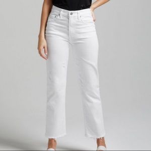 AG The Rhett high waisted straight, sz 26. Distressed white.